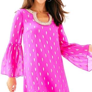 Lilly Pulitzer pink tunic dress with bell sleeves